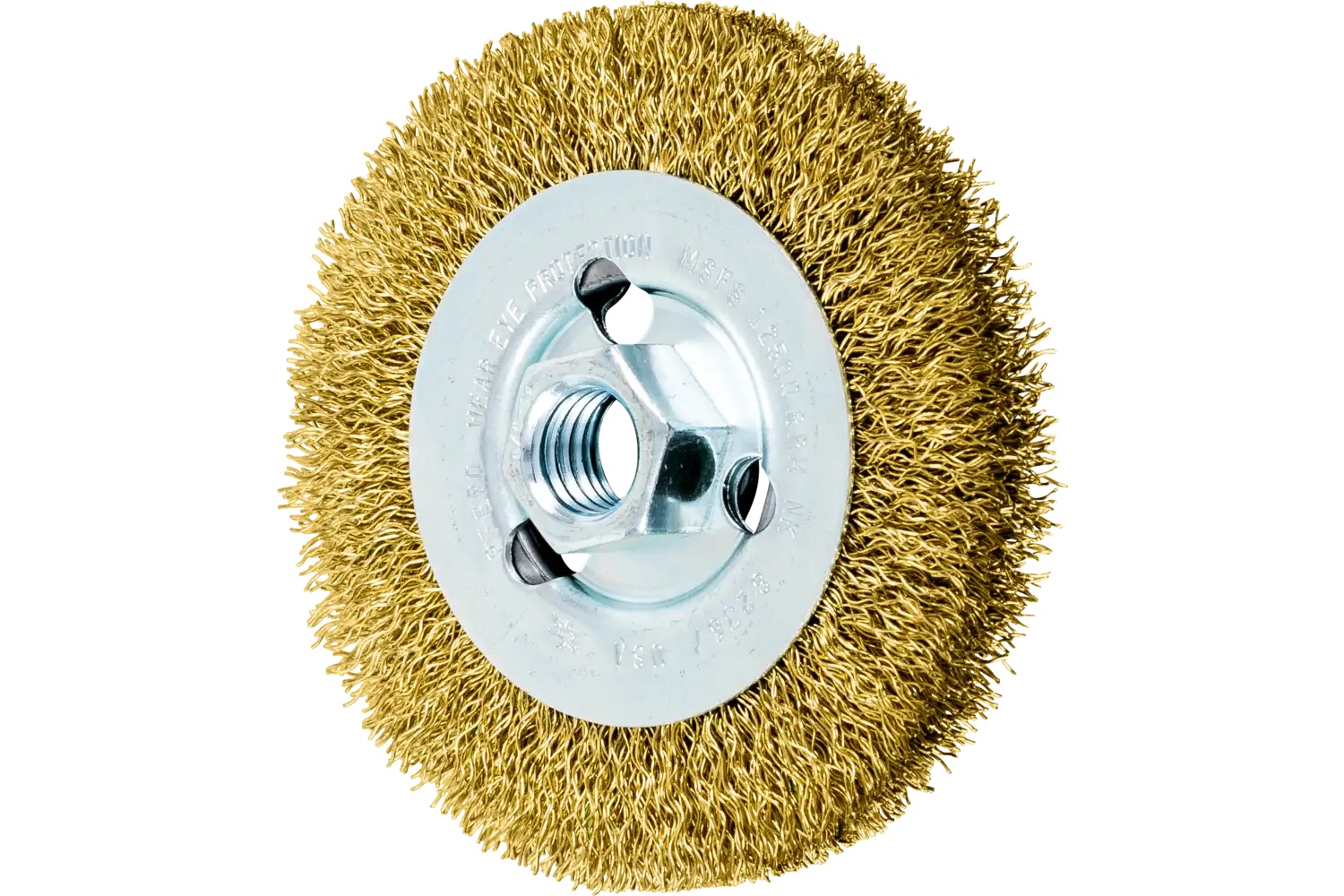 Picture of Pferd Crimped Wire Wheel Brush 4" Dia .014 Brass 5/8-11" Arbor